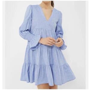 POMANDER PLACE blue long sleeve mini Kenzo dress sz XL